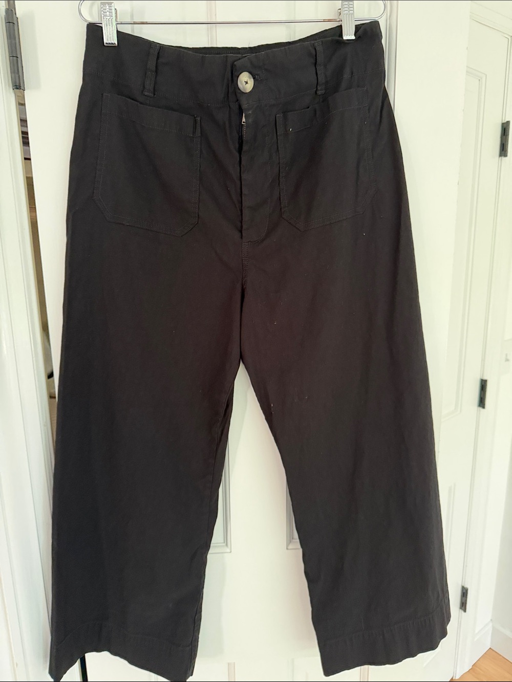 Maeve the Colette Black Wide-Leg Crop Pants